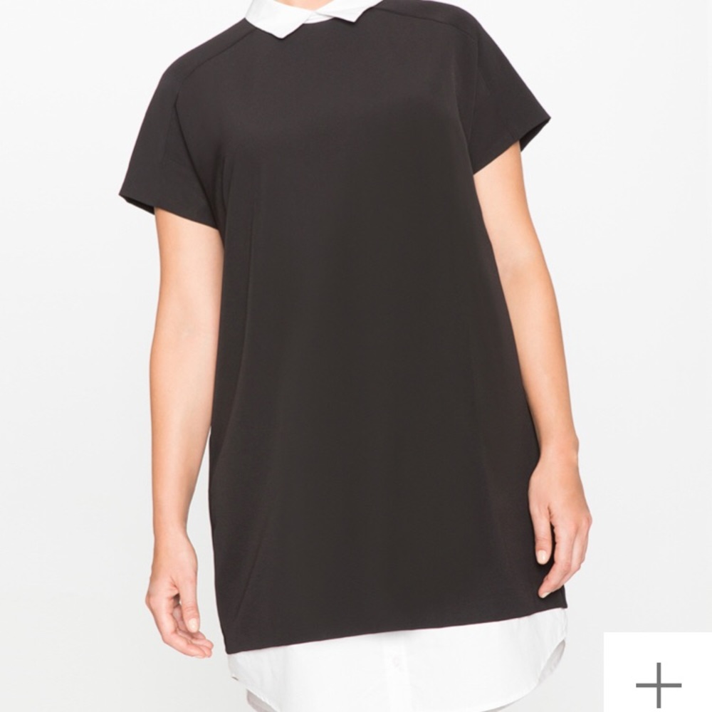 Eloquii Black and White Collared Dress